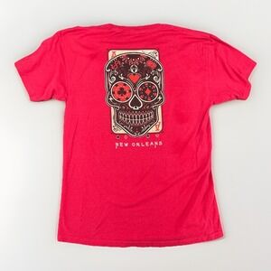 Vintage Style New Orleans Tourist T Shirt Mens L Red Skull Travel Louisianna